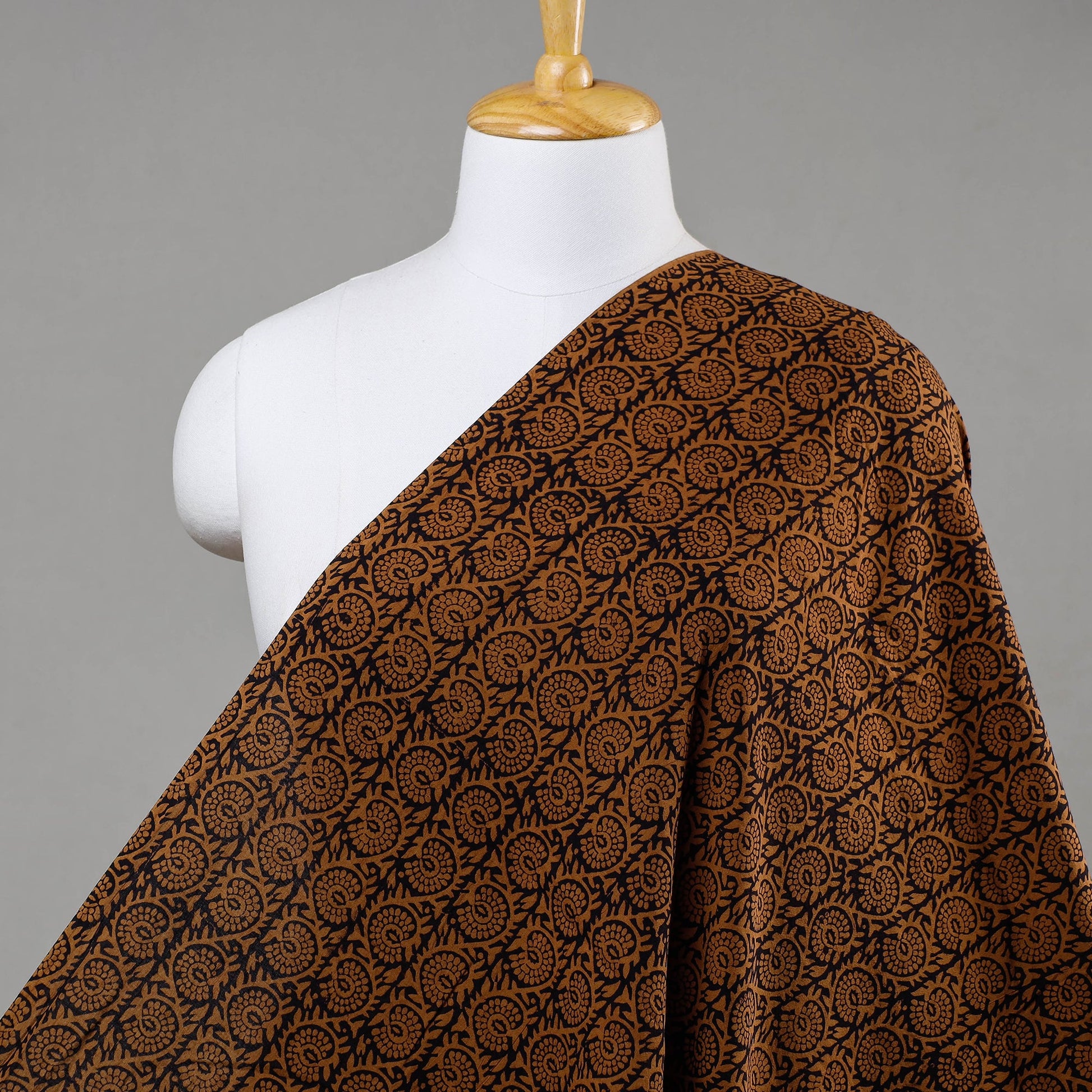 Brown - Bagh Hand Block printed Cotton Fabric
