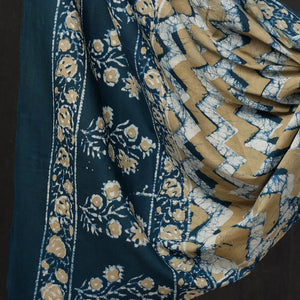 Blue - 3pc Cotton Block Printed Pipad Dress Material Set