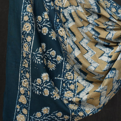 Blue - 3pc Cotton Block Printed Pipad Dress Material Set