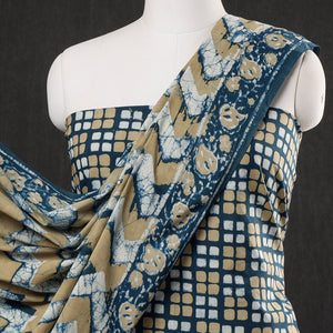 Blue - 3pc Cotton Block Printed Pipad Dress Material Set