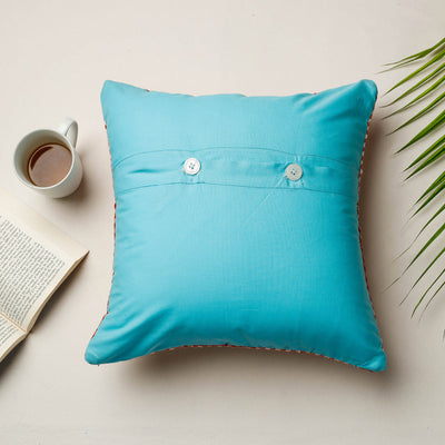 Blue - Applique Quilted Cushion Cover (15 x 15 in)