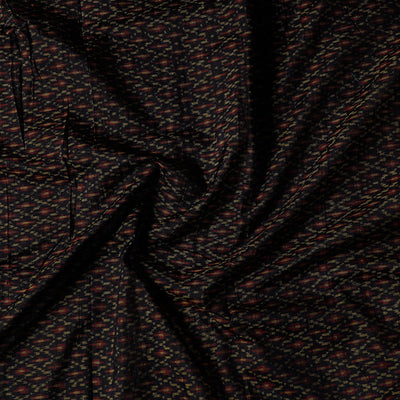 Black - Pochampally Ikat Weave Raw Silk Precut Fabric (1.3 meter)