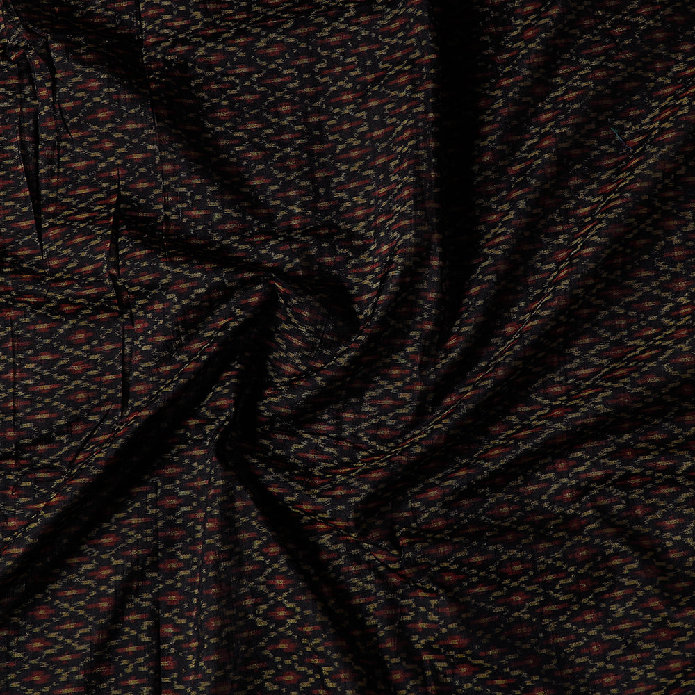 Black - Pochampally Ikat Weave Raw Silk Precut Fabric (1.3 meter)