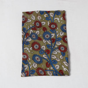Brown - Handpainted Srikalahasti Kalamkari Pen Work Chanderi Silk Precut Fabric (1 meter)