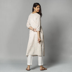 Beige - Jacquard Cotton Straight Kurta 12