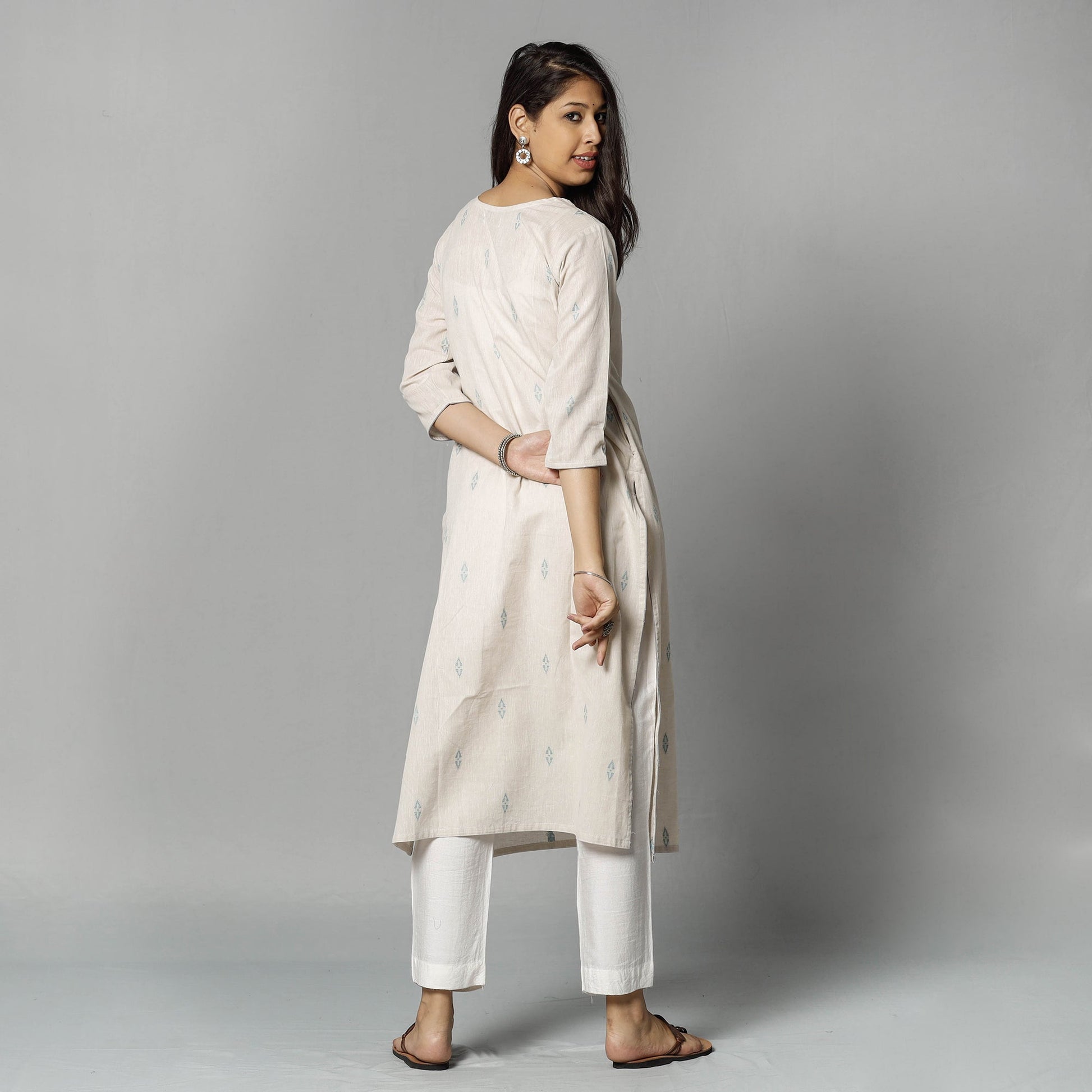 Beige - Jacquard Cotton Straight Kurta 12