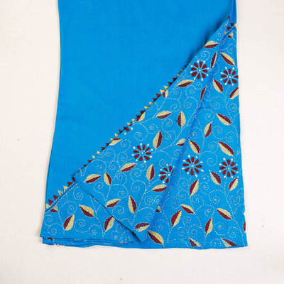 Blue - Cotton Bengal Kantha Embroidery Palazzo