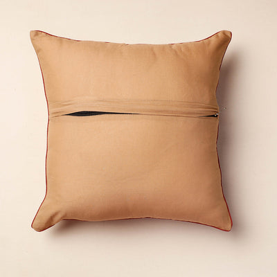 Brown - Bagh Block Printed Pure Cotton Cushion Cover (16 x 16 in)