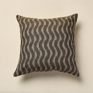 Brown - Pochampally Ikat Cotton Cushion Cover (16 x 16 in)