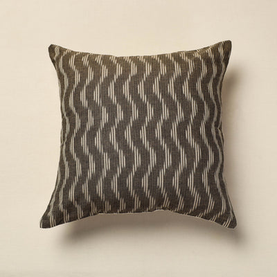 Brown - Pochampally Ikat Cotton Cushion Cover (16 x 16 in)