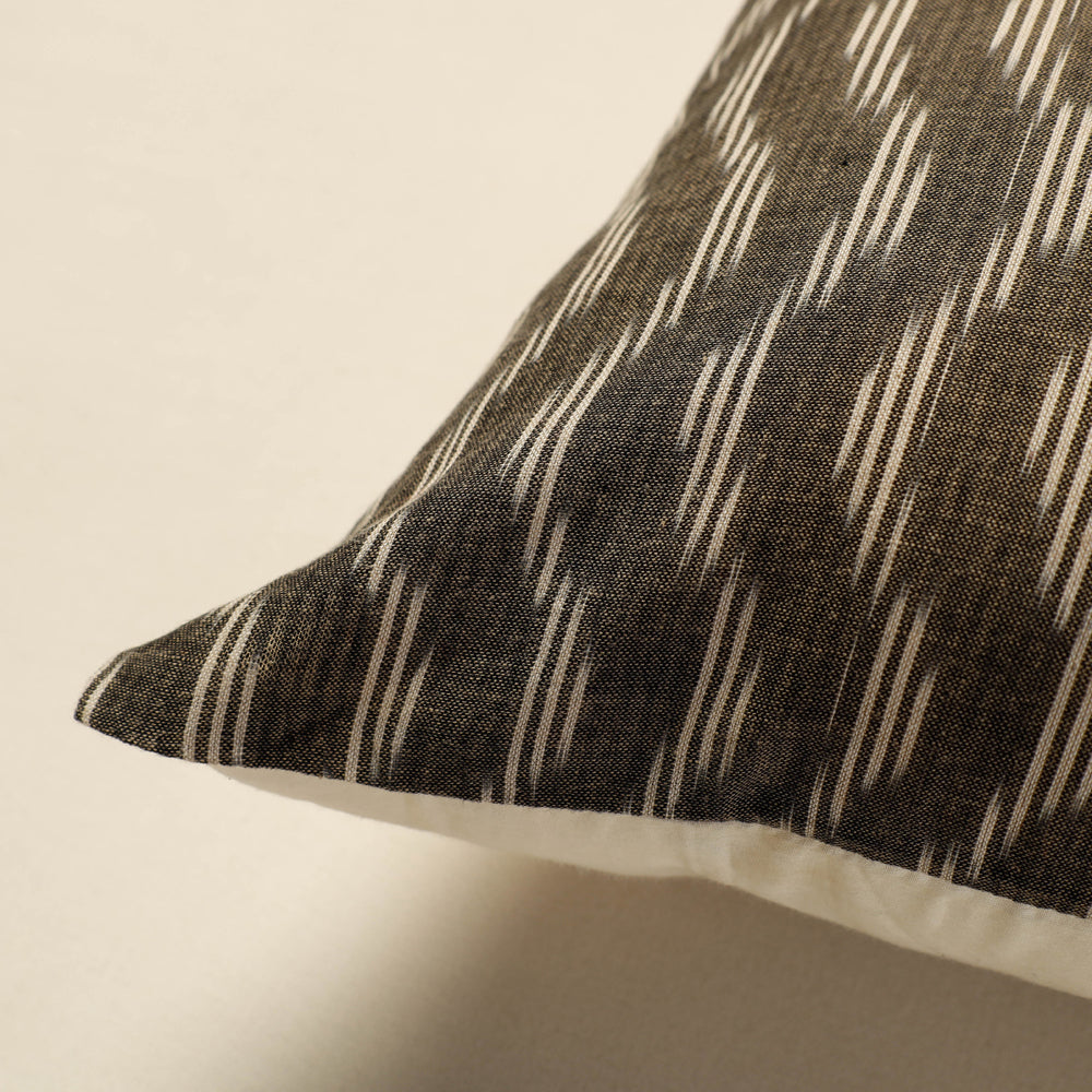 Brown - Pochampally Ikat Cotton Cushion Cover (16 x 16 in)