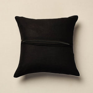 Black - Pochampally Ikat Cotton Cushion Cover (16 x 16 in)