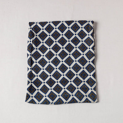Blue - Ajrakh Modal Silk Precut fabric - (1 meter)