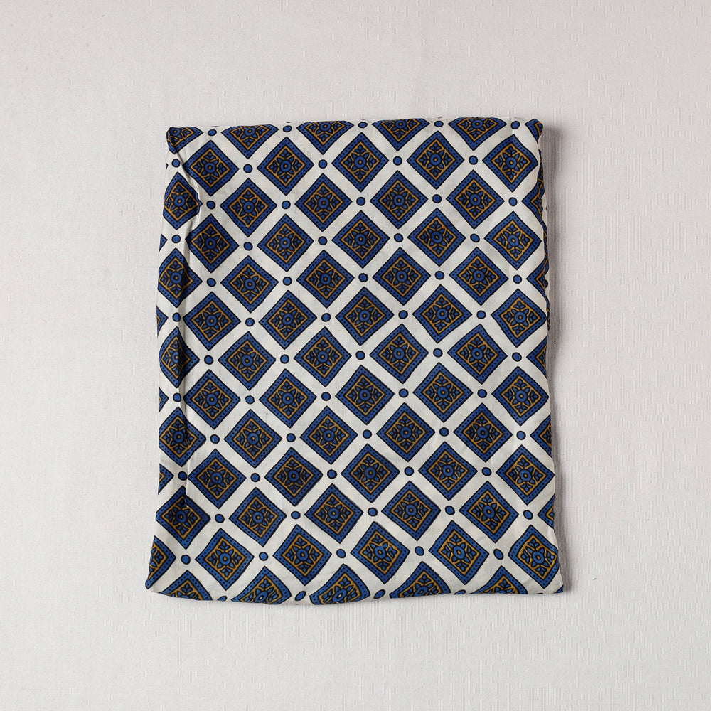 Blue - Ajrakh Modal Silk Precut fabric - (1 meter)
