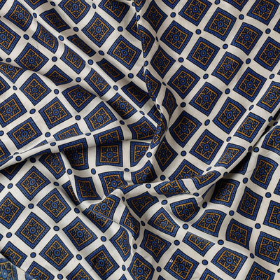Blue - Ajrakh Modal Silk Precut fabric - (1 meter)