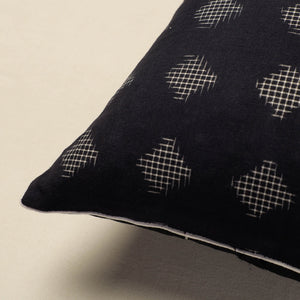 Black - Pochampally Ikat Cotton Cushion Cover (16 x 16 in)