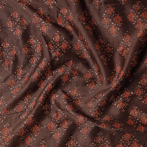 Brown - Ajrakh Modal Silk Precut fabric - (1 meter)