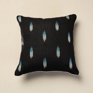 Black - Pochampally Ikat Cotton Cushion Cover (16 x 16 in)