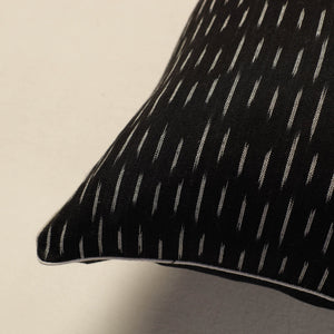 Black - Pochampally Ikat Cotton Cushion Cover (16 x 16 in)