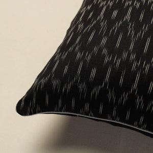 Black - Pochampally Ikat Cotton Cushion Cover (16 x 16 in)