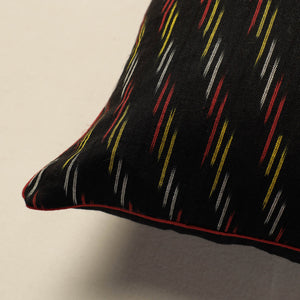 Black - Pochampally Ikat Cotton Cushion Cover (16 x 16 in)