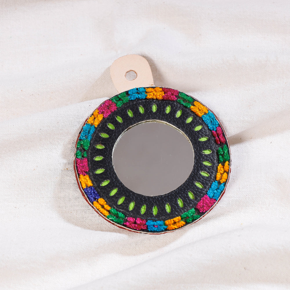 Black - Handcrafted Kutch Hand Mirror (small)