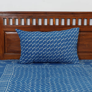 Blue - Akola Block Printing Jhiri Pure Handloom Cotton Single Bedcover (94 x 59 in)