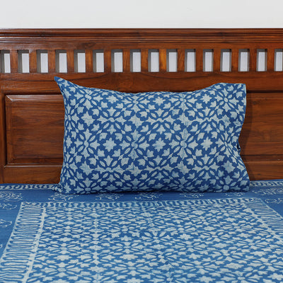Blue - Akola Block Printing Jhiri Pure Handloom Cotton Single Bedcover (94 x 59 in)