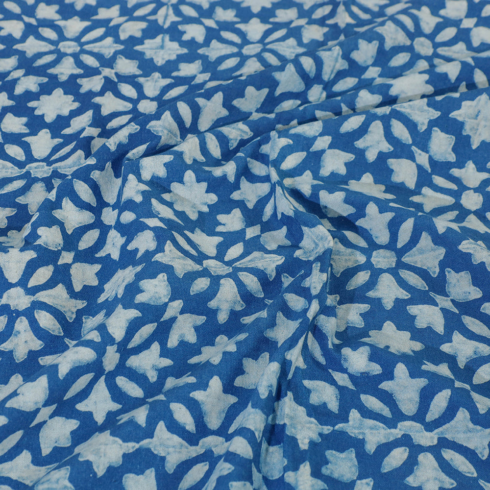 Blue - Akola Block Printing Jhiri Pure Handloom Cotton Single Bedcover (94 x 59 in)