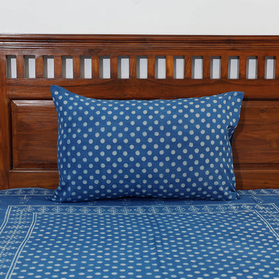 Blue - Akola Block Printing Jhiri Pure Handloom Cotton Single Bed Cover (94 x 59 in)