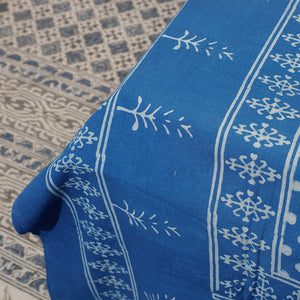 Blue - Akola Block Printing Jhiri Pure Handloom Cotton Single Bed Cover (94 x 59 in)