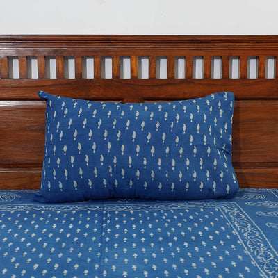 Blue - Akola Block Printing Jhiri Pure Handloom Cotton Single Bedcover (94 x 59 in)