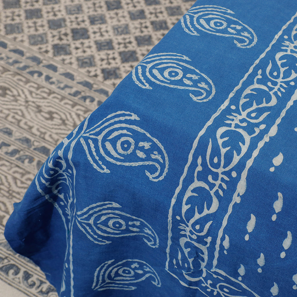 Blue - Akola Block Printing Jhiri Pure Handloom Cotton Single Bedcover (94 x 59 in)