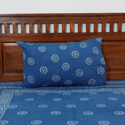 Blue - Akola Block Printing Jhiri Pure Handloom Cotton Single Bedcover (94 x 59 in)