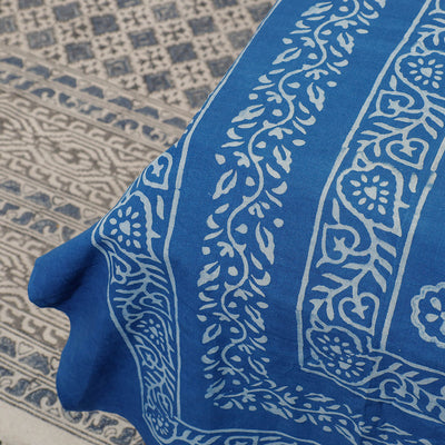Blue - Akola Block Printing Jhiri Pure Handloom Cotton Single Bedcover (94 x 59 in)