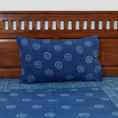 Blue - Akola Block Printing Jhiri Pure Handloom Cotton Single Bedcover (94 x 59 in)