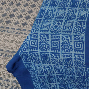 Blue - Akola Block Printing Jhiri Pure Handloom Cotton Single Bedcover (94 x 59 in)