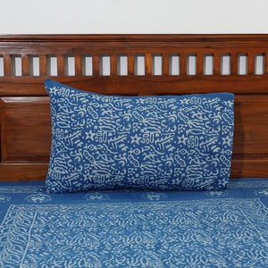 Blue - Akola Block Printing Jhiri Pure Handloom Cotton Single Bedcover (94 x 59 in)