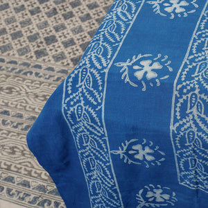 Blue - Akola Block Printing Jhiri Pure Handloom Cotton Single Bedcover (94 x 59 in)