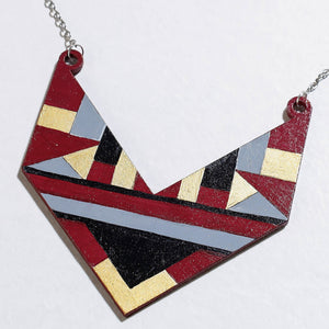 Bella - Modern Art Handpainted Wooden Necklace