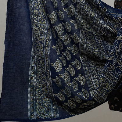 Brown - 3pc Ajrakh Block Printed Cotton Suit Material Set
