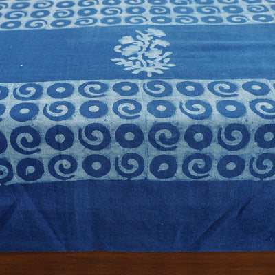 Blue - Akola Block Printing Jhiri Pure Handloom Cotton Double Bedcover (101 x 86 in)