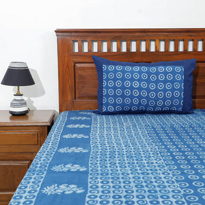 Blue - Akola Block Printing Jhiri Pure Handloom Cotton Double Bedcover (101 x 86 in)
