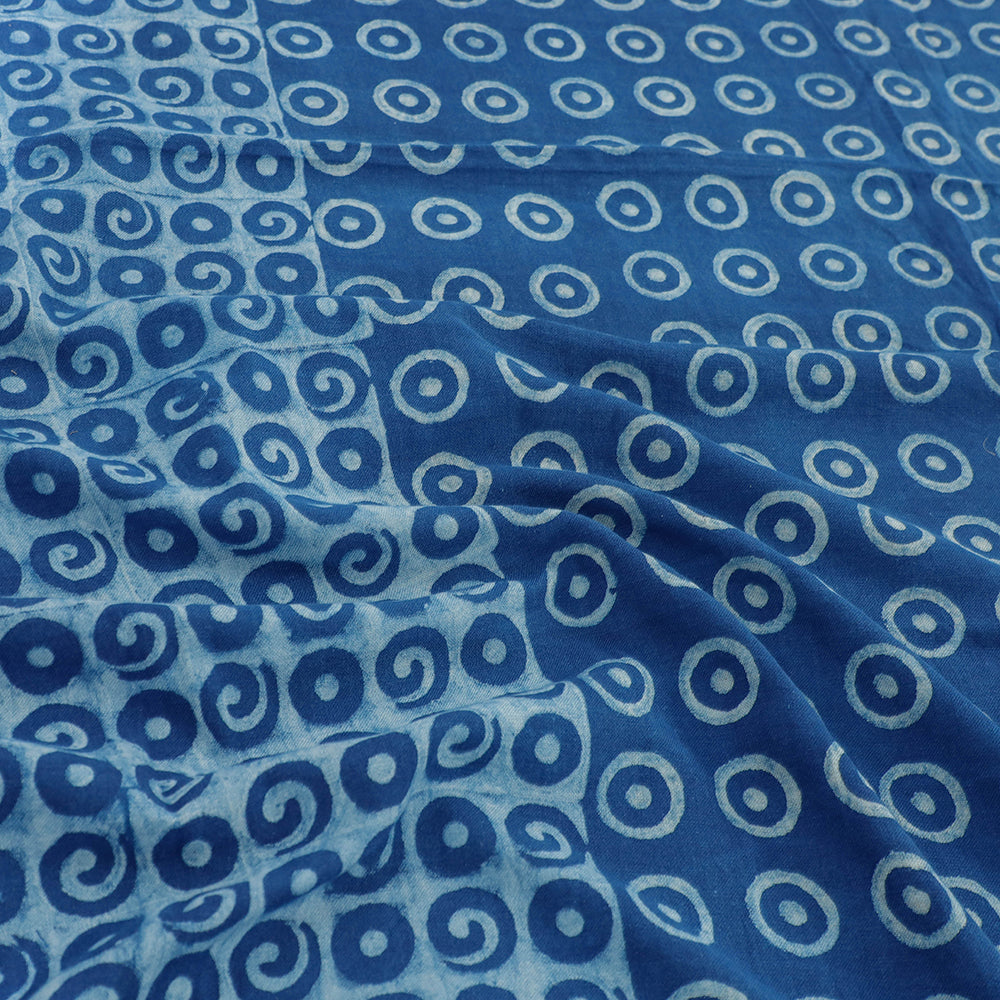 Blue - Akola Block Printing Jhiri Pure Handloom Cotton Double Bedcover (101 x 86 in)