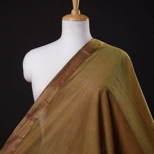 Brown - Mangalagiri Handloom Cotton Nizam Zari Border Fabric