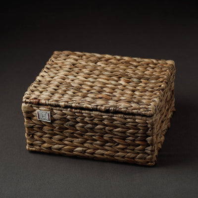 Brown - Handcrafted Organic Water Hyacinth Basket (9 x 8 in)