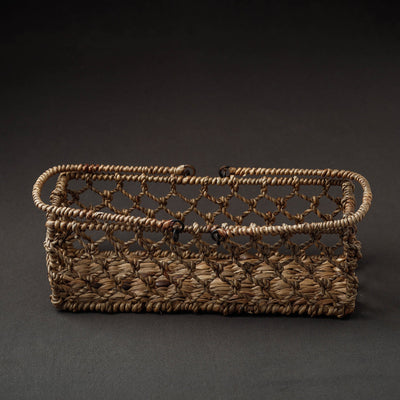 Brown - Handcrafted Organic Water Hyacinth Plush Basket (12 x 4 in)