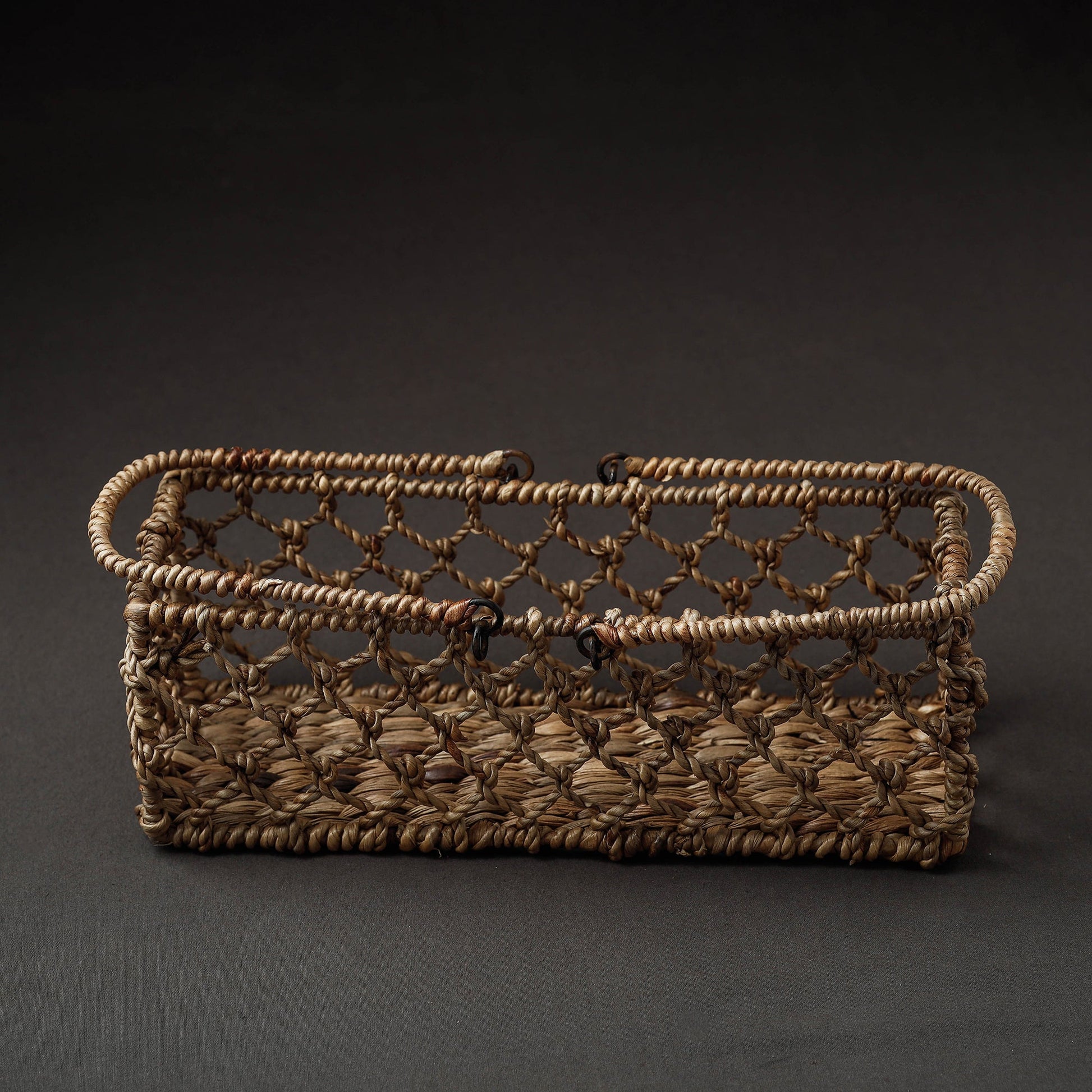 Brown - Handcrafted Organic Water Hyacinth Plush Basket (12 x 4 in)