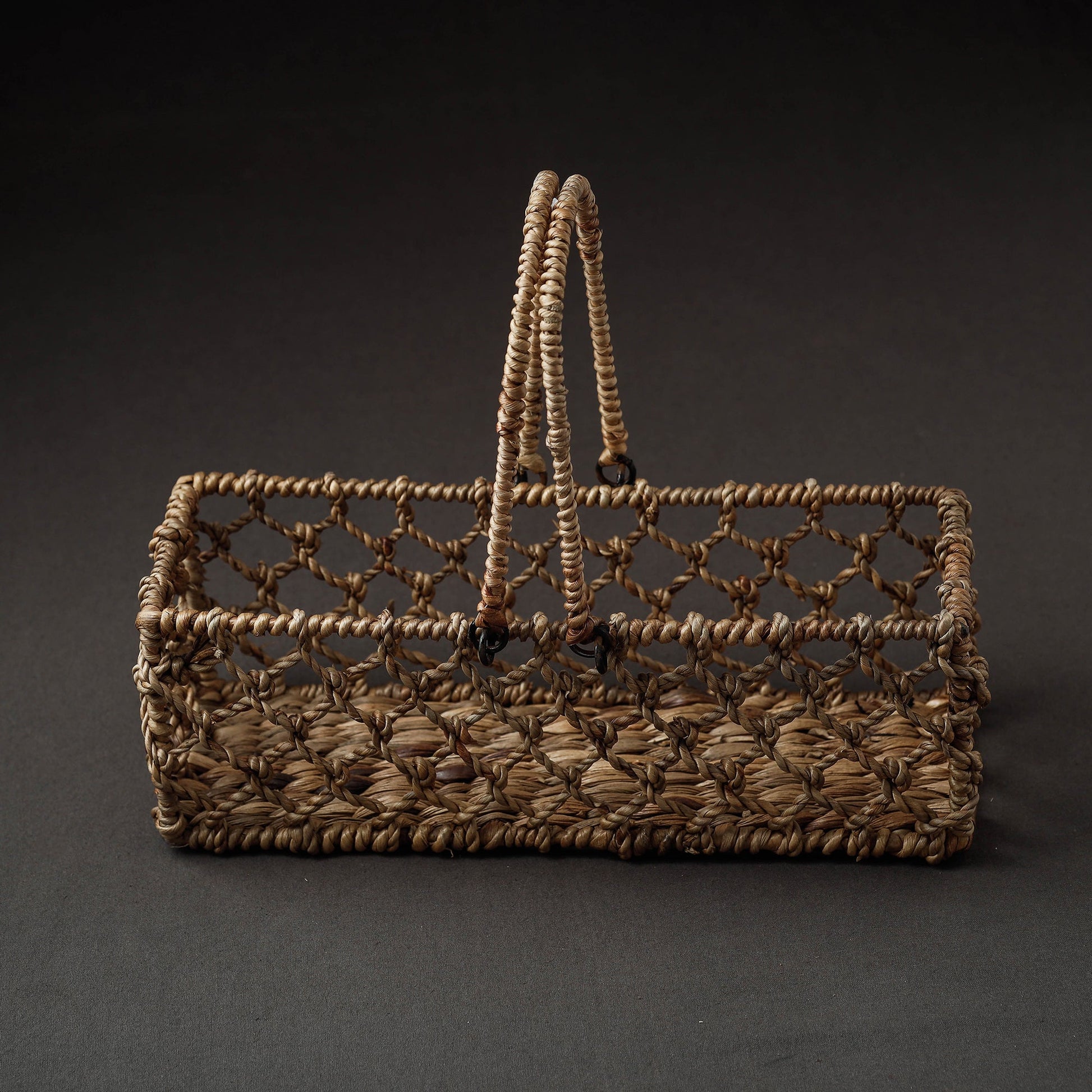 Brown - Handcrafted Organic Water Hyacinth Plush Basket (12 x 4 in)
