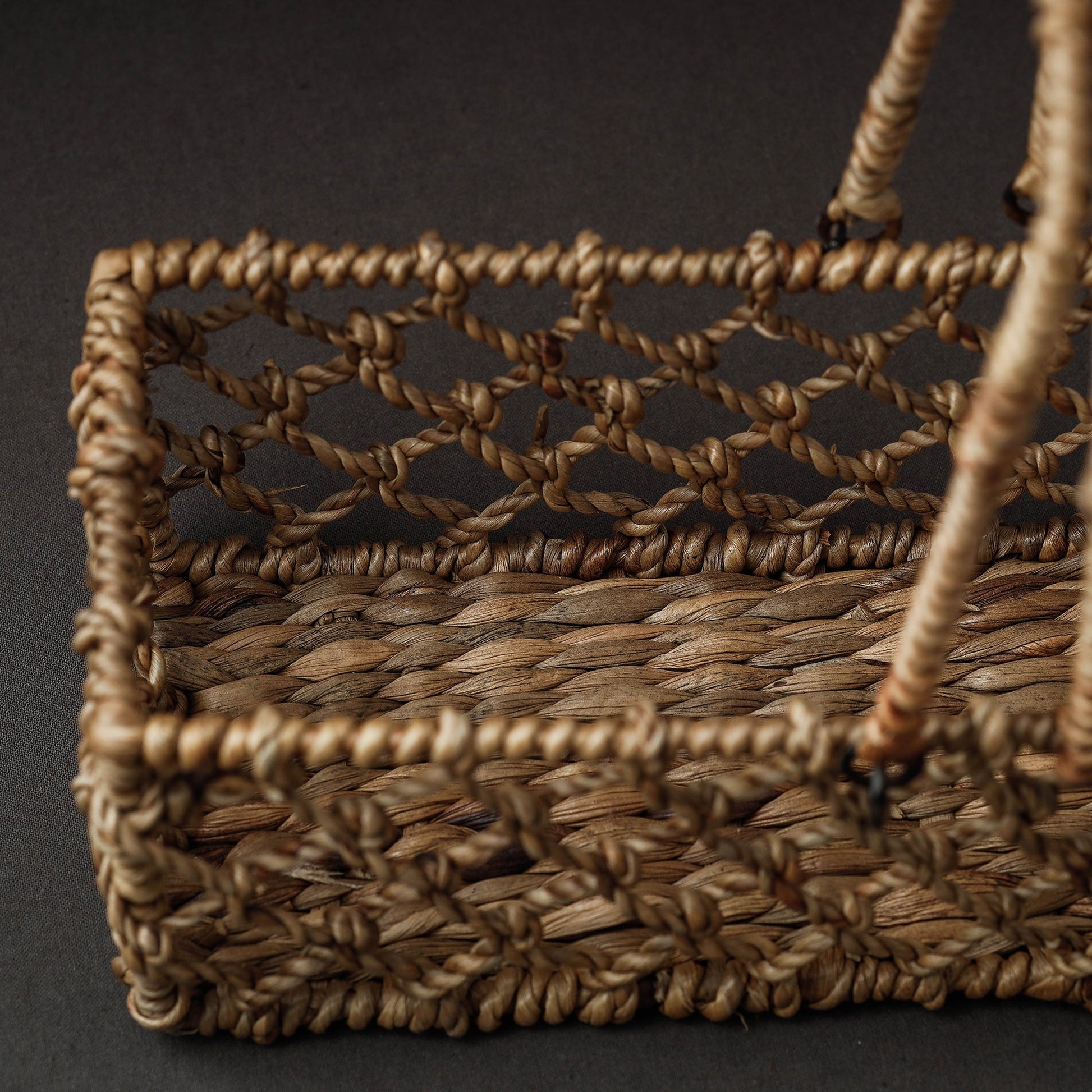Brown - Handcrafted Organic Water Hyacinth Plush Basket (12 x 4 in)